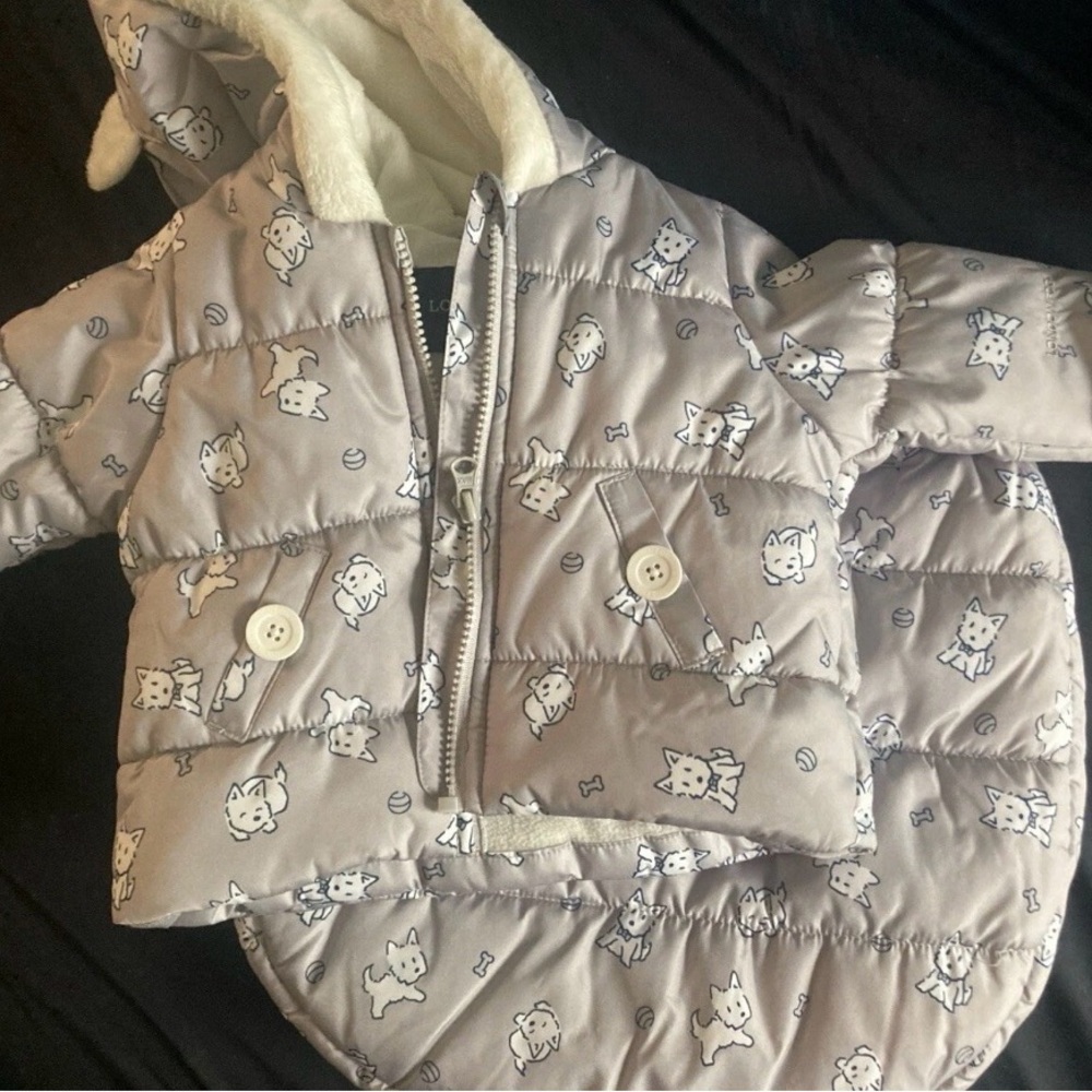 London Fog Gray Kids' Puffer Jacket with Animal Design